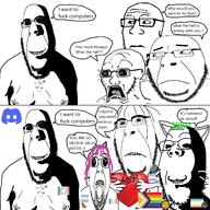 :3 animal_ears award bald biting_lip black_sclera button cat_ear chest_hair closed_mouth comparison discord drool ear flag:minor_attracted_person flag:progress_pride_flag frown gooner green_hair hair holding_heart holding_object looking_at_each_other looking_at_you map_(pedophile) mucus multiple_soyjaks nipple no_pupils nose_piercing nose_ring objectum oh_my_god_she_is_so_attractive ominous open_mouth pedophile pronouns purple_hair scar self_harm soyjak speech_bubble stubble subvariant:doctos subvariant:hornyson subvariant:medicated_cobson subvariant:threefourthsplier text valid variant:bernd variant:cobson variant:gapejak variant:markiplier_soyjak variant:soyak white_background white_pupils yellow_teeth // 2000x2000 // 403.6KB