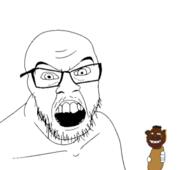 angry animated cheese cheese_niggers glasses hand holding_object negro open_mouth soyjak stubble variant:feraljak // 450x398 // 81.0KB