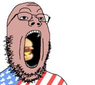 ahegao amerimutt animated brown_skin flag flag:united_states glasses hamburger mutt open_mouth soyjak stubble united_states variant:gapejak // 1000x900 // 286.9KB