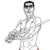 artist:QQlive chud glasses hair katana muscle_chud muscles muscular_chud muscular_guy muscular_male nas strong swastika sword variant:chudjak // 500x500 // 32.9KB