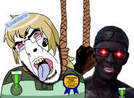 anime award bbc beard black_skin blacked blond blue_eyes crying dead fag faggot glasses hand hanged hanging holding_object ilovevesna_(namefag) irl meta:tagme nagolbud nagolbuds_number_1_fan_(namefag) noose queen_of_spades rope soyjak_blog suicide tongue tranny troon variant:cobson vesna_(dutchko) white_background // 1357x989 // 420.7KB