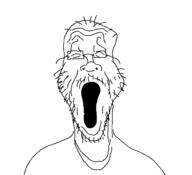 closed_eyes clothes glasses open_mouth soyjak stubble variant:unknown // 648x591 // 11.8KB