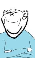 arm artist:xJanny blue_shirt closed_mouth clothes crossed_arms ear looking_at_you smile smirk smug stubble template variant:impish_soyak_ears // 730x1194 // 22.6KB