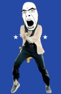 angry animated country dance flag flag:kosovo full_body gangnam_style glasses irl kosovo open_mouth soyjak star stubble variant:cobson // 300x460 // 499.2KB