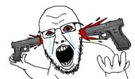 blood bloodshot_eyes crying firearm floating glasses glock gun hand levittating soyjak stubble subvariant:yurjak_double suicide telekinesis variant:yurjak weapon // 750x442 // 77.3KB