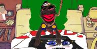 arm award bed black_skin blanket bloodshot_eyes brap brown_skin celeste chud_(boorufag) chud_(soybooru) cup distorted fart hand jake jakparty_soy jartycuck meta:op_took_a_selfie_of_xerself nigger slopjak variant:bernd variant:chudjak variant:meximutt variant:soytan // 600x302 // 261.4KB