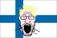closed_eyes countrywar finland glasses hair open_mouth small_eyes soyjak stubble variant:markiplier_soyjak yellow_hair // 1000x668 // 26.5KB