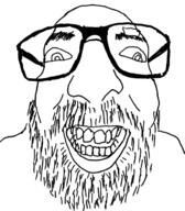 antialiased glasses half_open_mouth looking_at_you soyjak stubble template variant:israeli_soyjak // 584x666 // 142.1KB