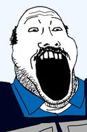 Otis_Laurey bald barney blue_shirt clothes half-life open_mouth soyjak stubble suit teeth variant:markiplier_soyjak2 // 1200x1810 // 398.5KB