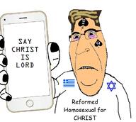 bbc biting_lip christianity clothes comic_sans eyebags eyebrows glasses hair holding_object holding_phone iphone milo_yiannopoulos orthodox_church phone protestant queen_of_spades subvariant:hornyson tan_skin undercut variant:cobson // 708x634 // 139.1KB