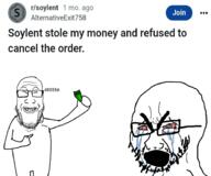 crying geg glasses laughing meta:tagme money reddit seethe seething soyjak stubble variant:cryboy_soyjak variant:markiplier_soyjak // 936x780 // 241.8KB