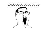 chud glasses hair open_mouth screaming text variant:chudjak // 1000x750 // 97.8KB