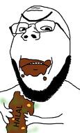 angry arm coprophagia eating food glasses halal hand holding_object holding_poop islam poop soyjak stinky stubble subvariant:wholesome_soyjak unibrow variant:gapejak // 601x1000 // 116.9KB