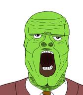 clothes green_skin mask necktie open_mouth redraw soyjak stanley_ipkiss suit the_mask tv_(4chan) variant:a24_slowburn_soyjak // 454x520 // 99.0KB