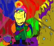 bag clothes colorful full_body gem glasses hat holding_object light miner pickaxe soyjak stubble subvariant:wholesome_soyjak underground variant:gapejak // 791x669 // 478.1KB