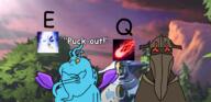 2soyjaks blue_skin dota_2 hand orange_eyes puck red_eyes variant:impish_soyak_ears variant:markiplier_soyjak video_game // 1259x612 // 635.3KB