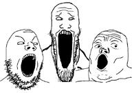 3soyjaks angry disgusted open_mouth scared soyjak soyjak_trio stretched_mouth stubble variant:gapejak variant:markiplier_soyjak variant:tony_soprano_soyjak // 829x584 // 42.5KB