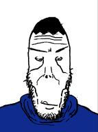 NessN blue_shirt closed_mouth clothes deviantart euromutt hair literal_who soyjak stubble subvariant:euromutt troll variant:markiplier_soyjak // 594x797 // 26.8KB