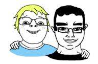 2soyjaks braces child chud_troon_alliance closed_mouth clothes ear friendship glasses hair hand happy smile subvariant:chudjak_front subvariant:shoyta variant:bernd variant:chudjak variant:gapejak // 1668x1082 // 25.9KB