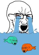 3soyjaks animal bloodshot_eyes cry_me_a_river crying fish flood glasses open_mouth palindrome_get soyjak stubble variant:soyak // 785x1097 // 292.2KB