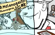 3soyjaks biology bug doctor dr_soyberg drosophila_melanogaster fly genetics lab_coat mutant science scientist soy soyjak soylent stubble text variant:a24_slowburn_soyjak variant:impish_soyak_ears // 1949x1238 // 132.6KB