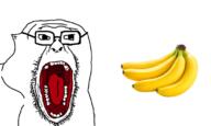 animal animated banana food fruit glasses monkey open_mouth shaking soyjak stubble variant:monkeyjak3 // 780x468 // 109.5KB