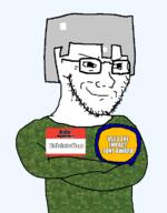 IGoByLotsofSoys_(user) award glasses hello_my_name_is_(sticker) iron iron_helmet minecraft smug soyjak stubble variant:soyak // 558x716 // 97.1KB