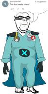 arm badge closed_mouth clothes full_body glasses incredible_fatty open_mouth reddit smile speech_bubble stubble subvariant:wholesome_soyjak twitter variant:cobson variant:gapejak variant:soyak youtube // 1541x3000 // 356.5KB