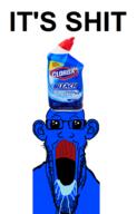 blue_skin clorox ear flavorjak glasses its_over oh_my_god_she_is_so_attractive open_mouth poop saliva soyjak stubble text variant:markiplier_soyjak // 604x944 // 129.5KB