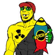 anarcho-capitalism artist:unknown buff clothes drawing glasses hat holding_object nuclear soyjak stubble subvariant:emmanuel variant:gapejak // 1280x1280 // 438.6KB