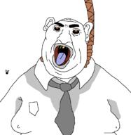 amerimutt big_lips big_nose breasts collar ear fat flies hanging head obese rope rotten_teeth subvariant:fatass_amerimutt suicide sweating sweaty tits unibrow variant:bernd white_shirt white_skin wrinkles // 1141x1174 // 52.5KB