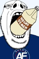 america_first bottle cum flag glasses negro_semen nick_fuentes open_mouth soyjak stubble subvariant:cobson_up text variant:cobson // 702x1063 // 107.0KB