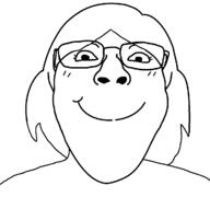 clothes eyelashes female glasses hair looking_at_you smile soyjak subvariant:bridget template variant:bernd // 1200x1125 // 27.7KB