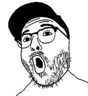 cap clothes excited glasses hat lips open_mouth soyjak stubble tim_dodd traced variant:doddjak // 587x637 // 14.4KB