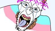 crying glasses hair hanging open_mouth pink_hair rope soyjak stubble suicide tongue tranny variant:angry_soyjak yellow_teeth // 1600x900 // 324.8KB