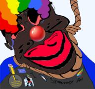 black_skin brown_skin clown hanging jartycuck noose red_nose slopjak // 960x899 // 810.4KB