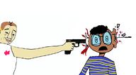 brown_hair clothes clyde_mcbride dark_skin fair_skin flower_pin glasses gun holding_object holding_pistol luan_loud meta:tagme nickelodeon nigger ponytail the_loud_house total_nigger_death variant:chudjak // 1128x628 // 61.8KB