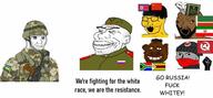 2soyjaks antifa asian beard black_lives_matter brainlet broken_teeth brown_skin chechnya china communism country firearm flag flag:chechnya flag:china flag:iran flag:north_korea flag:russia flag:south_korea flag:ukraine flag:zimbabwe goat gun hair hammer_and_sickle head_box iran islam north_korea npc quran raised_fist_(symbol) russia russo_ukrainian_war small_eyes south_africa soyjak star_(symbol) text ukraine variant:soyak weapon wojak yellow_skin yellow_teeth zimbabwe // 1280x596 // 83.1KB