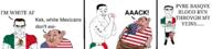 2soyjaks ack amerimutt anti_mutt argument arm balding basque blood bloodshot_eyes brown_hair brown_skin buff bulge closed_mouth clothes comic countrywar crying dark_hair ear fat flag flag:mexico flag:spanish_empire flag:united_states glasses hair hand holding_object holding_severed_head mcdonalds mexico mutt open_mouth poop punch queen_of_spades redraw severed_head shirtless smug star_of_david subvariant:chudjak_front subvariant:muscular_chud subvariant:unbotheredchud taco text tongue underpants united_states variant:chudjak yellow_teeth // 6300x1488 // 1.4MB