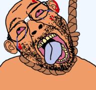 ack blood brown_skin_ glasses hanging noose red_eyes rope soyjak stubble ufc variant:bernd // 1024x953 // 575.1KB