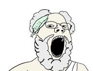ancient beard chiton clothes glasses greece hair leaf open_mouth soyjak variant:gapejak white_hair // 1212x924 // 36.0KB