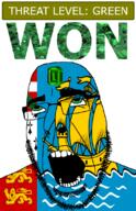 ahegao animal country emerald flag flag:saint_pierre_and_miquelon france gem glasses green green_eyes hair lion looking_up open_mouth saint_pierre_and_miquelon schlog_color_event ship soyjak soyjak_blog stubble teeth text threat_level_green variant:cobson won // 721x1115 // 330.7KB