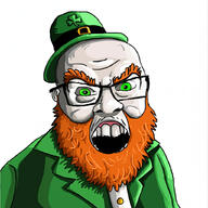 ai_generated angry bald beard belt clothes clover ginger glasses green_clothes green_eyes green_hat green_shirt hat open_mouth orange_beard orange_eyebrows orange_hair shading shadows variant:feraljak // 1024x1024 // 555.9KB