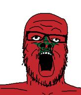 country flag glasses morocco mustache open_mouth soyjak stubble variant:a24_slowburn_soyjak // 454x532 // 8.6KB