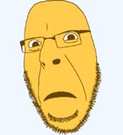 emoticon glasses no_eyebrows open_mouth series:soymoji soyjak stubble variant:cobson worried yellow yellow_skin // 775x849 // 18.1KB