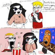 Cobson_face avengers award beanie blue_eyes blush comic crying glasses hand hands_up lawnmower movie nate natejak nintendo nintendo_switch open_mouth popcorn sad soy soylent soylent_(cacao) soytern subvariant:wewjak text tongue variant:soyak variant:soytan video_game wholesome yellow_hair // 1000x1000 // 163.6KB