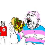 artist:QQlive flag:transgender_pride_flag food holding_object jakked tranny troonella variant:bernd variant:chudjak // 500x500 // 56.3KB