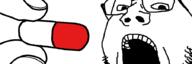 glasses hand holding_object meds open_mouth soyjak stubble variant:gapejak // 900x300 // 8.8KB