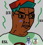 angry black_skin closed_mouth clothes discord discord_logo_facial_mark esl facial_mark flies fnf_pedo friday_night_funkin' glasses green_hair hat map_(pedophile) neutralplier_award pedophile soyjak stinky stubble text variant:chudjak yellow_sclera // 894x937 // 138.1KB