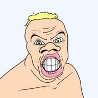 angry aryan blue_eyes clenched_teeth hair looking_at_you soyjak stubble subvariant:feralnigger transparent_background variant:feraljak white_skin yellow_hair // 2048x2048 // 146.4KB